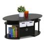 Imagem de Mesa de Café Oval Furinno Jaya - Design Simples com Gaveta - Tampo em Walnut