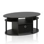Imagem de Mesa de Café Oval Furinno Jaya - Design Simples com Gaveta - Tampo em Walnut