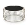 Imagem de Mesa de Centro Creta 77 cm (LARG) com Tampo de Vidro Preto Base Aco Cobre - 56938