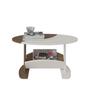 Imagem de Mesa De Centro Oval Com Nicho Artely Ísis Cor Pinho com Off White
