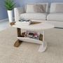 Imagem de Mesa De Centro Oval Com Nicho Artely Ísis Cor Pinho com Off White