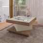 Imagem de Mesa de Centro Saara Pinho Com Off White Quadrada com Rodízios - Artely