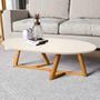 Imagem de Mesa de Centro Sala Classic Oval com Pés em Madeira Maciça Branco/Amendoa