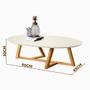 Imagem de Mesa de Centro Sala Classic Oval com Pés em Madeira Maciça Branco/Amendoa