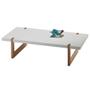 Imagem de Mesa de Centro Zurique Univ Retangular 120 cm Tampo Madeira Branca Base Madeira Amêndoa