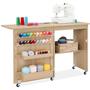 Imagem de Mesa de Costura Dobrável Best Choice Products - Multiuso com Rodas, Prateleiras e Gavetas
