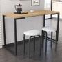 Imagem de Mesa de Cozinha Bistrô Porto Castanho 120cm com 2 Banquetas Industriais Maviê Branco/Preto - Mpozenato