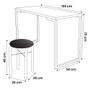 Imagem de Mesa de Cozinha Bistrô Porto Castanho 120cm com 2 Banquetas Industriais Maviê Branco/Preto - Mpozenato