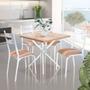 Imagem de Mesa De Cozinha Quadrada Com 4 Cadeiras Aço 75cm Branco Carvalho Mordred Shop Jm