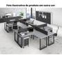 Imagem de Mesa de Escritório em L Pé Tubular PE25 em MDP 125 x 125 x 60 cm Nogueira CasaBlanca e Base Branca