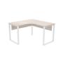 Imagem de Mesa de Escritório em L Pé Tubular PE25 em MDP 125 x 125 x 60 cm Nogueira CasaBlanca e Base Branca