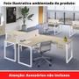 Imagem de Mesa de Escritório em L Pé Tubular PE25 em MDP 125 x 125 x 60 cm Nogueira CasaBlanca e Base Branca