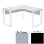 Imagem de Mesa de Escritório em L Pé Tubular PE25 em MDP 155 x 155 x 60 cm Cinza com Base Preta