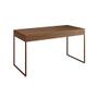 Imagem de Mesa de Escritório Industrial Malta Amêndoa 137x53cm Base Cobre com 1 Cadeira Branca Eames Eiffel Ma