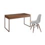 Imagem de Mesa de Escritório Industrial Malta Amêndoa 137x53cm Base Cobre com 1 Cadeira Branca Eames Eiffel Ma