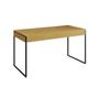 Imagem de Mesa de Escritório Industrial Malta Canela 137x53cm Base Ferro Preto com 1 Cadeira Branca Eames Eiff