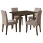 Imagem de Mesa de Jantar 120cm Kate Amêndoa com 4 Cadeiras Jade Bordada Amêndoa Cappuccino  Poliman