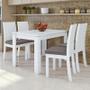 Imagem de Mesa de Jantar 120x80 com 4 Cadeiras Athenas Branco/Veludo Capuccino - Móveis Lopas