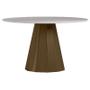 Imagem de Mesa de Jantar 135x135 cm Isis com Vidro Imbuia Off White  New Ceval