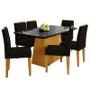 Imagem de Mesa de Jantar 160cm Ambiente Bárbara com Vidro e 6 Cadeiras Ana Ype Veludo Preto  New Ceval