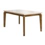 Imagem de Mesa de Jantar 170x90 cm Romanzini D04 com 06 Cadeiras Copenhage Tronco Ripado/Creme/Linho Urbano - Amarena Móveis