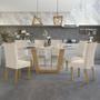 Imagem de Mesa de Jantar 170x90 com 6 Cadeiras Apogeu Amêndoa/Off White/Linho Bege - Móveis Lopas