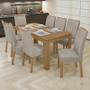 Imagem de Mesa de Jantar 200x90 Athenas com 8 Cadeiras Apogeu Amêndoa/Veludo Creme - Móveis Lopas