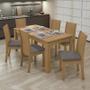 Imagem de Mesa de Jantar 200x90 com 6 Cadeiras Athenas Amêndoa/Suede Bege - Móveis Lopas