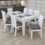 Imagem de Mesa de Jantar 200x90 com 8 Cadeiras Athenas Branco/Suede Bege - Móveis Lopas