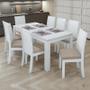 Imagem de Mesa de Jantar 200x90 com 8 Cadeiras Athenas Branco/Veludo Creme - Móveis Lopas