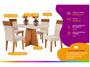 Imagem de Mesa de Jantar 4 Cadeiras Retangular Tampo de MDF com Vidro Mel e Off White Viena