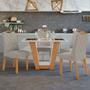 Imagem de Mesa de Jantar 4 Lugares Apogeu Vênus com Vidro Amêndoa Clean/Off White/Amêndoa Clean/Veludo Liso Capuccino - Móveis Lopas