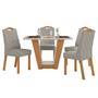 Imagem de Mesa de Jantar 4 Lugares Apogeu Vênus com Vidro Amêndoa Clean/Off White/Amêndoa Clean/Veludo Liso Capuccino - Móveis Lopas
