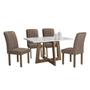 Imagem de Mesa de Jantar 4 Lugares Arizona com Vidro  Chocolate/Off White/Bege Escuro 20767 - Cel Móveis