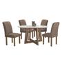 Imagem de Mesa de Jantar 4 Lugares Arizona com Vidro Chocolate/Off White/Bege Escuro 20771 - Cel Móveis