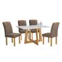Imagem de Mesa de Jantar 4 Lugares Arizona com Vidro  Cinamomo/Off White/Bege Escuro 20767 - Cel Móveis