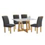 Imagem de Mesa de Jantar 4 Lugares Arizona com Vidro Cinamomo/Off White/Boucle Cinza 20767 - Cel Móveis