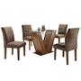 Imagem de Mesa de Jantar 4 Lugares Classic com Vidro Chocolate/Animale Marrom - Cel Móveis