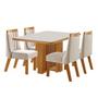 Imagem de Mesa de Jantar 4 Lugares Kiev com Vidro Cinamomo/Suede Creme - Panorama Móveis
