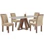 Imagem de Mesa de Jantar 4 Lugares Kyra/Arthus com Vidro Chocolate/Off White/Suede Cru - Cel Móveis