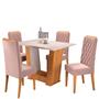 Imagem de Mesa de Jantar 4 Lugares Squash Mel/Blonde/Veludo Rosa - Viero Móveis