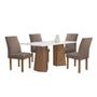Imagem de Mesa de Jantar 4 Lugares Stella Canela com Vidro Ripado Chocolate/Off White/Bege Escuro - Cel Móveis