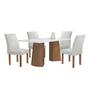 Imagem de Mesa de Jantar 4 Lugares Stella Canela com Vidro Ripado Chocolate/Off White/Boucle Gelo - Cel Móveis