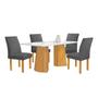 Imagem de Mesa de Jantar 4 Lugares Stella Canela com Vidro Ripado Cinamomo/Off White/Cinza - Cel Móveis