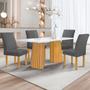 Imagem de Mesa de Jantar 4 Lugares Stella Canela com Vidro Ripado Cinamomo/Off White/Cinza - Cel Móveis