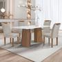 Imagem de Mesa de Jantar 4 Lugares Stella com Vidro Ripado Chocolate/Off White/Bege Claro - Cel Móveis