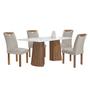 Imagem de Mesa de Jantar 4 Lugares Stella com Vidro Ripado Chocolate/Off White/Bege Claro - Cel Móveis