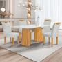 Imagem de Mesa de Jantar 4 Lugares Stella com Vidro Ripado Cinamomo/Off White/Boucle Gelo - Cel Móveis