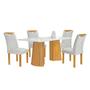 Imagem de Mesa de Jantar 4 Lugares Stella com Vidro Ripado Cinamomo/Off White/Boucle Gelo - Cel Móveis