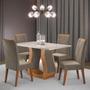 Imagem de Mesa de Jantar 4 Lugares Universe com Vidro Mel/Perola/Off White - Viero Móveis